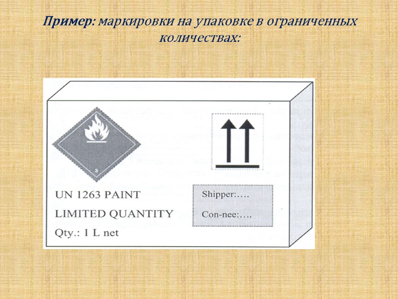 Пример: маркировки на упаковке в ограниченных количествах: